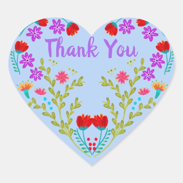 Thank You Mexican Light Blue Quinceanera Party Heart Sticker (Front)