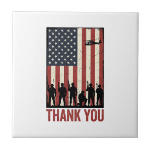 Thank You Military American Flag Shirt Design_1 Ceramic Tile