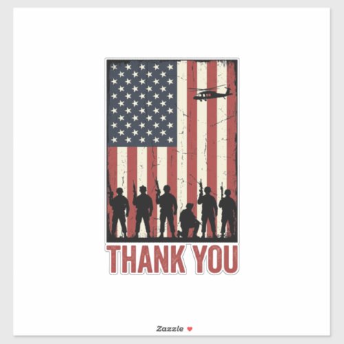 Thank You Military American Flag Shirt Design_1 Sticker