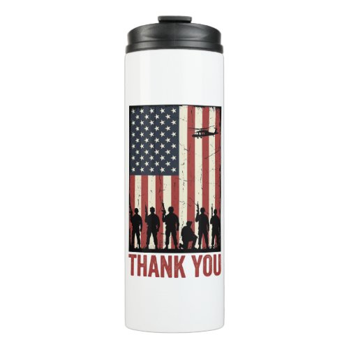 Thank You Military American Flag Shirt Design_1 Thermal Tumbler