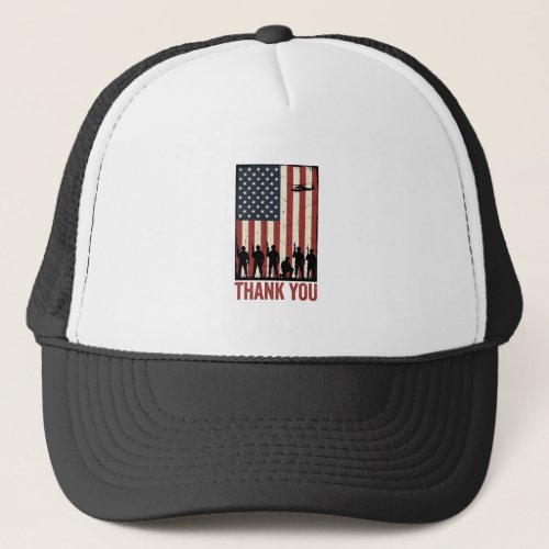 Thank You Military American Flag Shirt Design_1 Trucker Hat