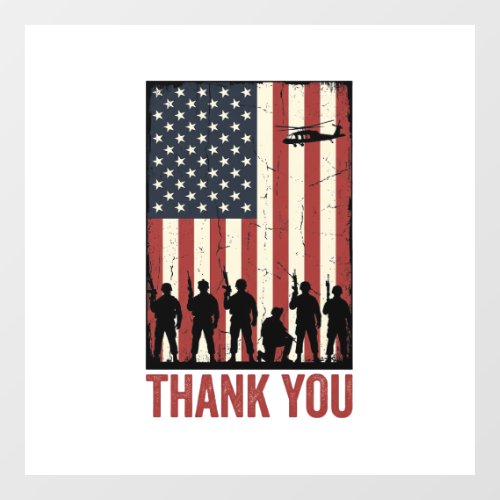 Thank You Military American Flag Shirt Design_1 Window Cling