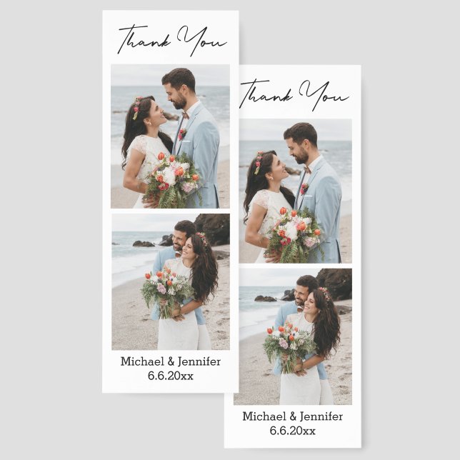 thank you, minimal 2 photos wedding favors bookmarks (Front & Back)