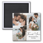Thank You, Minimal  3 Photos Collage Wedding  Magnet at Zazzle