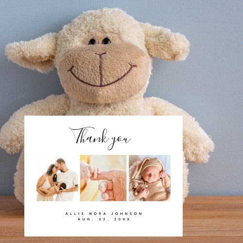 Thank You Minimal Photo Collage Baby Shower Postcard