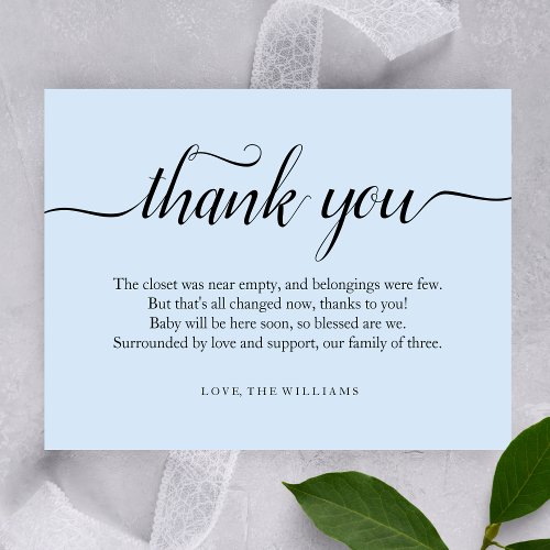 Thank You minimalist baby shower simple blue