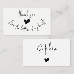 Thank you Minimalist Black Typography Cute Heart Business Card