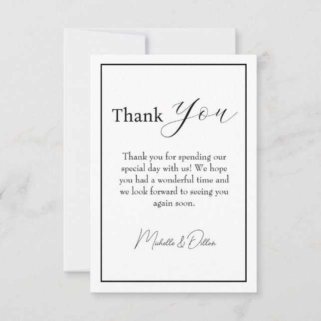 Thank You - Minimalist, Cursive, Wedding Card (Front)