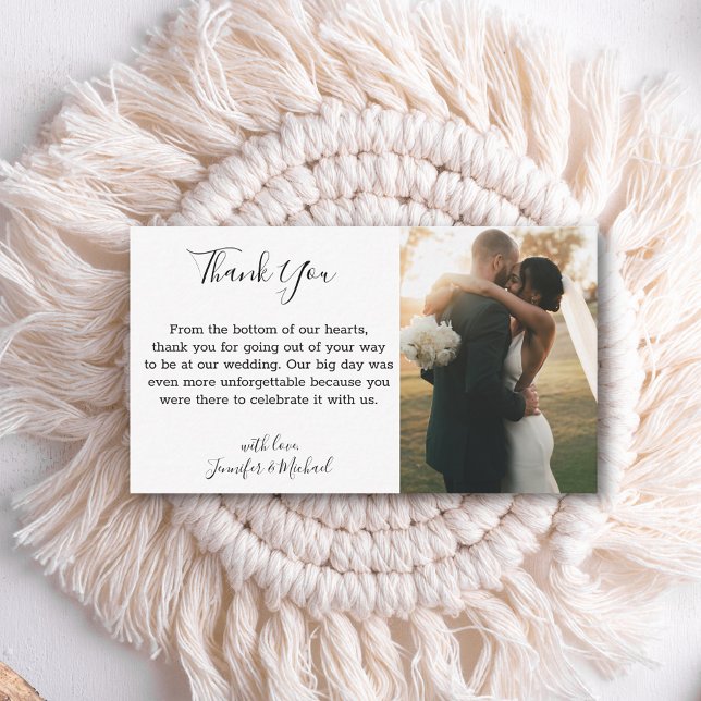 thank you minimalist handwriting wedding photo note card (Creator Uploaded)