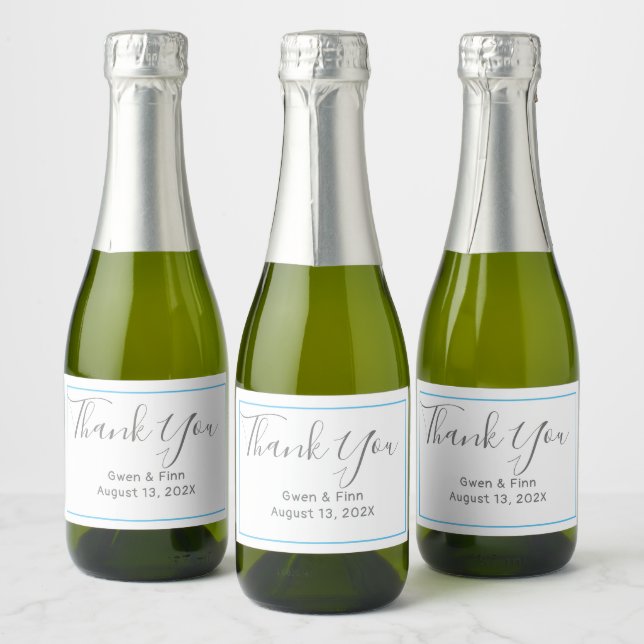 Thank You Minimalist Mini Sparkling Wine Labels (Bottles)