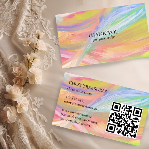 THANK YOU Minimalist Rainbow Textured Colorful  Business Card