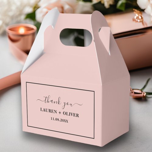 Thank You Minimalist Wedding  Rose Gold Favor Boxes