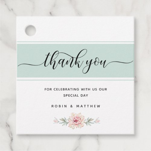 Thank You Mint Elegance Floral Wedding or other Favor Tags