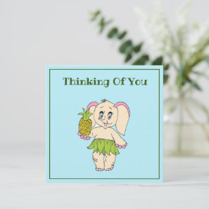 Thank You Mint Floral Pinapple And Elephant Note Card