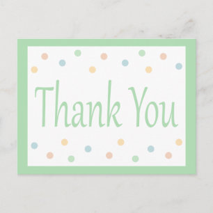 Thank You Mint Green And White Polka Dots Postcard