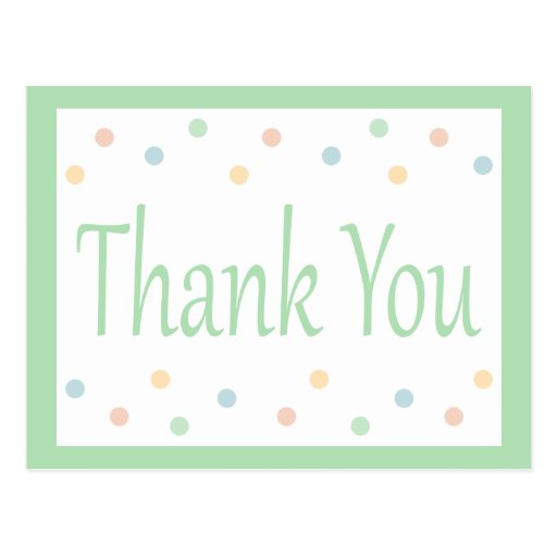 Thank You Mint Green And White Polka Dots Postcard | Zazzle