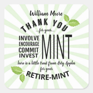 thank you mint retirement involvement commitment   square sticker
