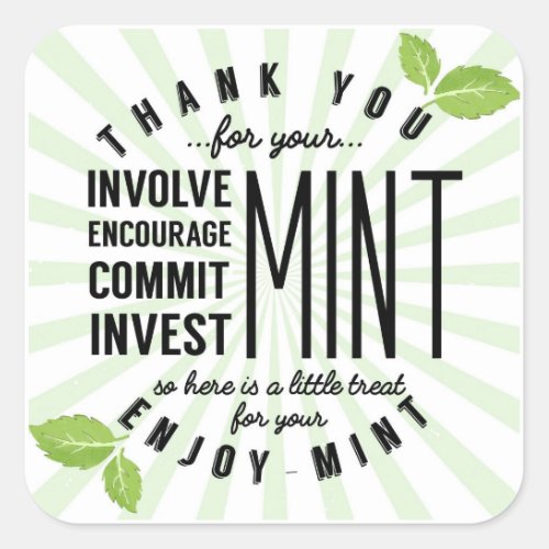 thank you mint volunteer involvement commitment  f square sticker
