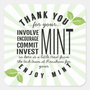 thank you mint volunteer involvement commitment f square sticker