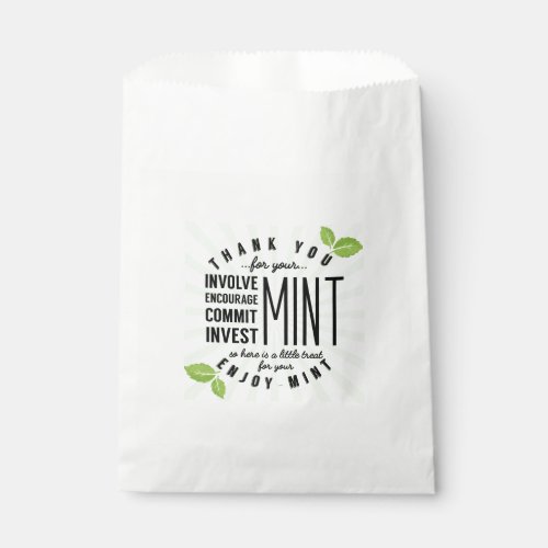 thank you mint volunteer involvement commitment  favor bag