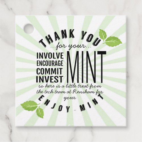 thank you mint volunteer involvement commitment  favor tags