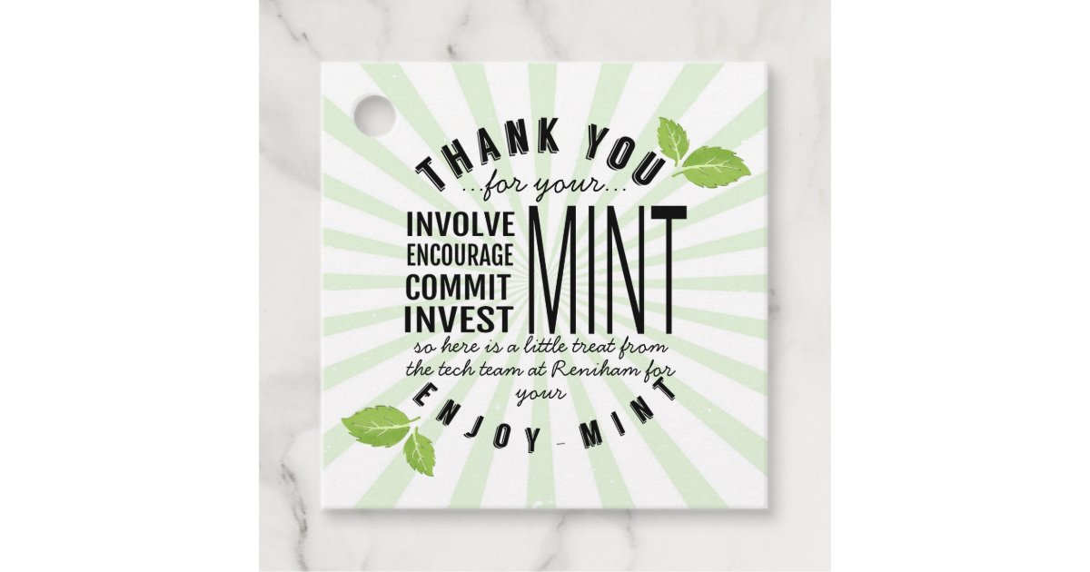 thank you mint volunteer involvement commitment favor tags | Zazzle