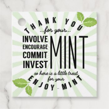 Thank You Mint Volunteer Involvement Commitment  Favor Tags by GenerationIns at Zazzle