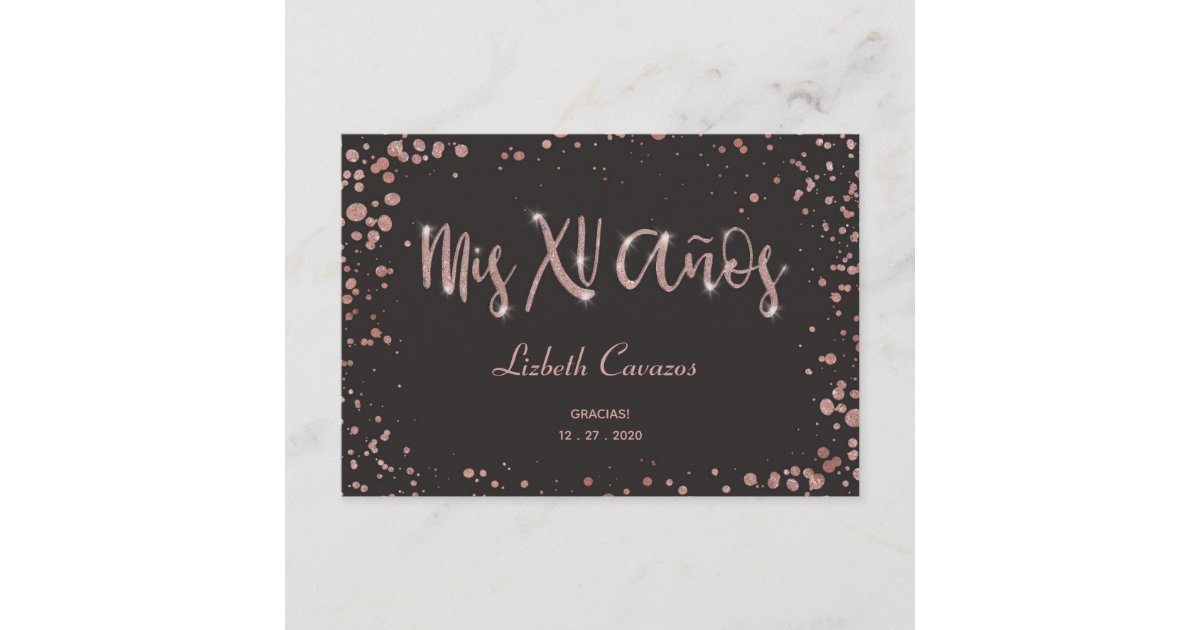Thank You Mis Xv Anos Quinceanera Gracias Glam Enclosure Card Zazzle Com