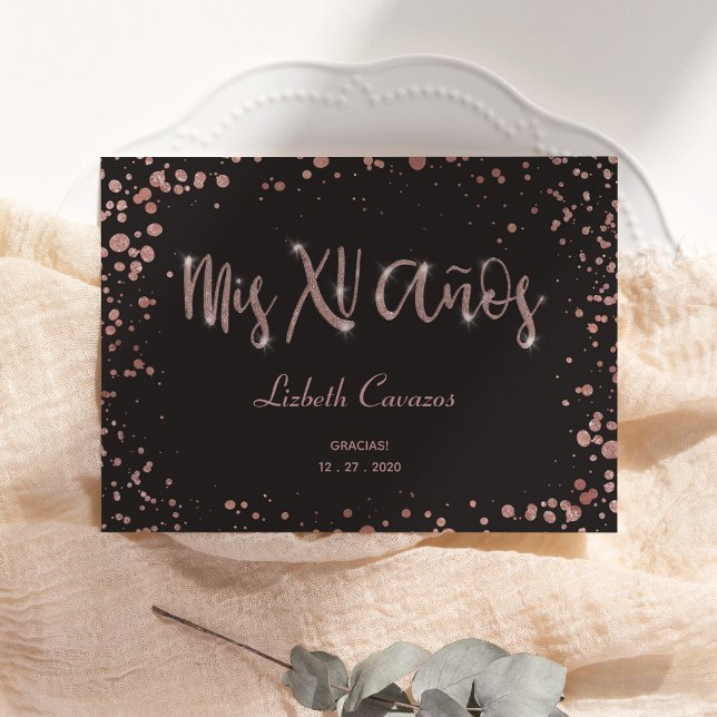 Thank You Mis XV Anos Quinceanera Gracias, Glam Enclosure Card (Creator Uploaded)