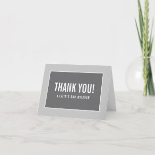 THANK YOU MITZVAH modern minimal geometric gray Card