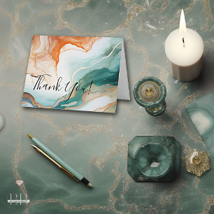 Thank You Modern Abstract Agate Jade Terracotta Card