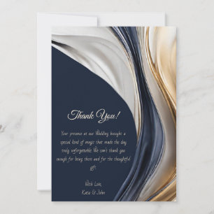 Thank You-Modern Abstract -Blue White Gold- Invitation