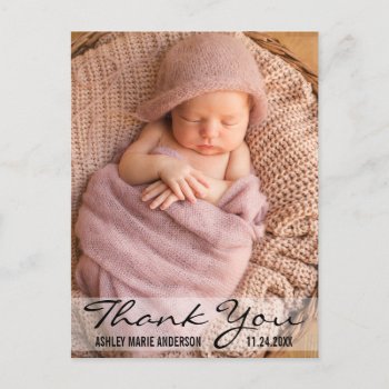 Thank You Modern Baby Birth Postcard by HappyMemoriesPaperCo at Zazzle