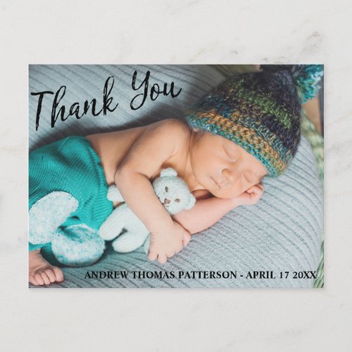 Thank You  Modern Baby Photo Postcard