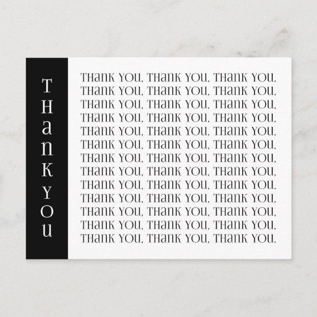 Thank You Modern Black and White Words Postcard (Front)