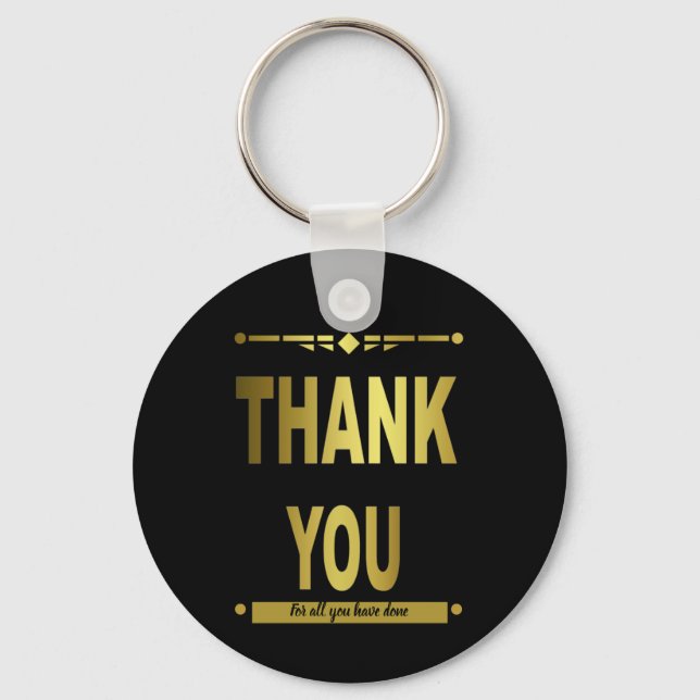 Thank You Modern Black Gold Keychain (Front)
