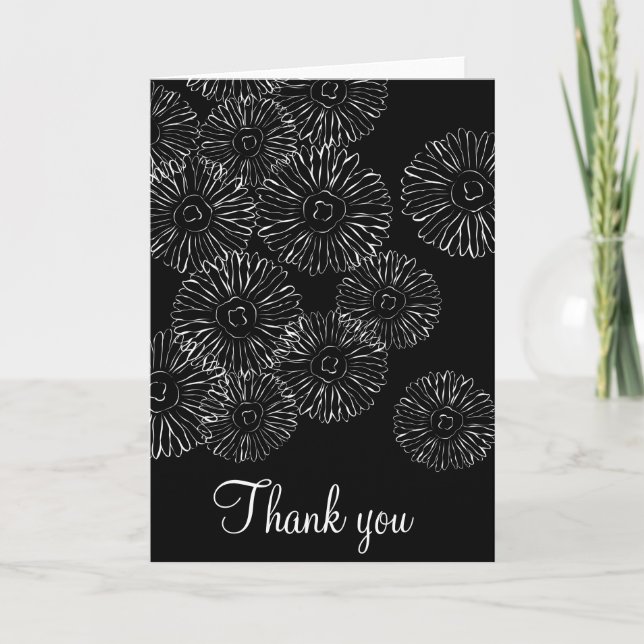 Thank You Modern Black White Boho Chic Wedding  (Front)