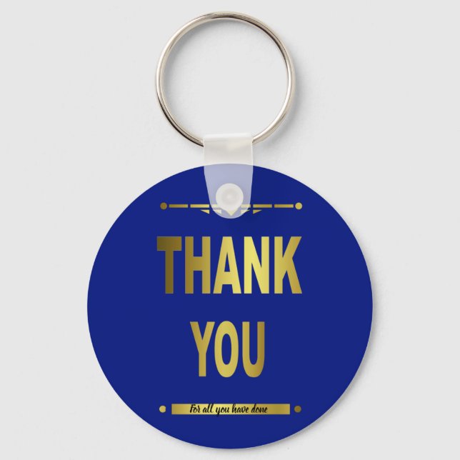 Thank You Modern Blue Gold Keychain (Front)