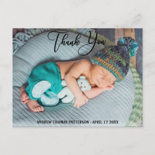 Thank You Modern Boho Baby Photo Postcard