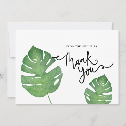 Thank You Modern Botanical Tropical Palm Leaf Art Invitation