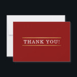 THANK YOU modern burgundy red white gold detail Card<br><div class="desc">by kat massard >>> kat@simplysweetPAPERIE.com <<< A simple, stylish way to say thank you to your guest's for attending your EVENT Setup as a template it is simple for you to add your own details, or hit the customise button and you can add or change text, fonts, sizes etc TIP...</div>