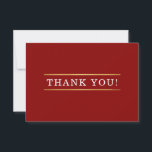 THANK YOU modern burgundy red white gold detail Card<br><div class="desc">by kat massard >>> kat@simplysweetPAPERIE.com <<< A simple, stylish way to say thank you to your guest's for attending your EVENT Setup as a template it is simple for you to add your own details, or hit the customise button and you can add or change text, fonts, sizes etc TIP...</div>