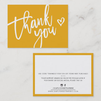 THANK YOU modern business insert tag amber yellow