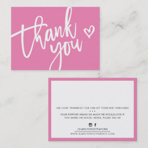 THANK YOU modern business insert tag candy pink