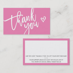THANK YOU modern business insert tag candy pink