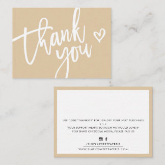 THANK YOU modern business insert tag champagne