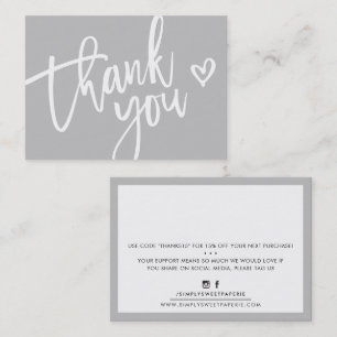 THANK YOU modern business insert tag discount gray