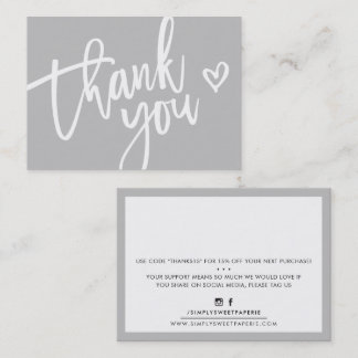 THANK YOU modern business insert tag discount gray