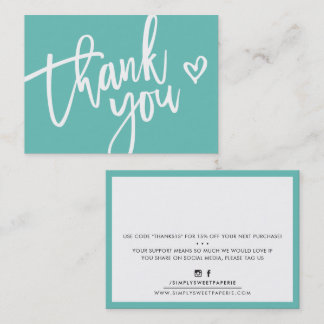 THANK YOU modern business insert tag mint green