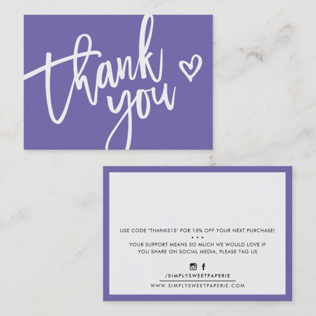 THANK YOU modern business insert tag purple (Front/Back)
